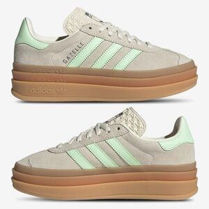 adidas Gazelle Kids Sneakers in Beige and Mint with Gum Sole